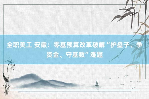 全职美工 安徽：零基预算改革破解“护盘子、争资金、守基数”难题